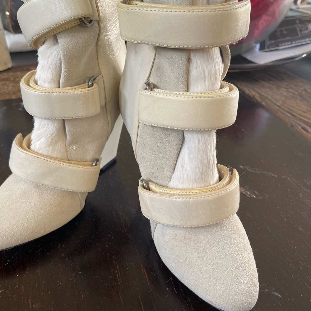 Isabel Marant NEW Scarlet Wedge Cream Boots Booties Size 36 or 6 - Picture 10 of 11